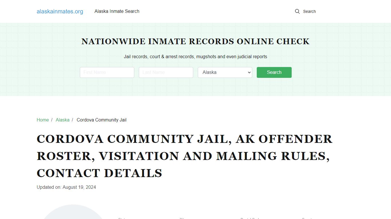 Cordova Community Jail, AK Inmate Lookup, Contacts, and More